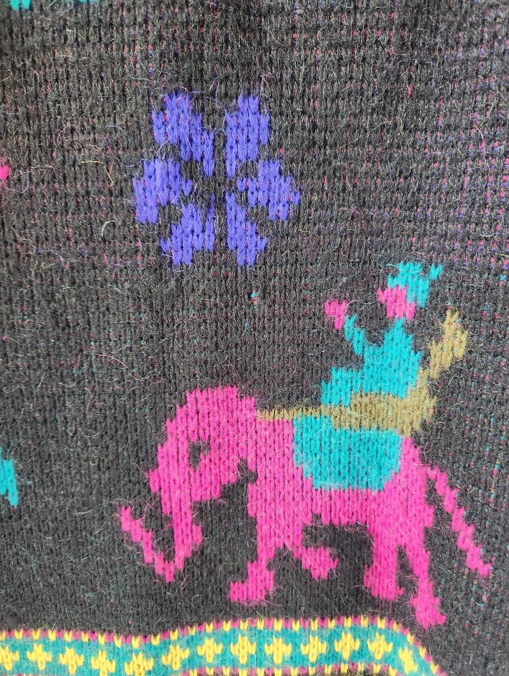Bay Club 80s 90s Floral Animals Geometric Pattern Knit Sweater - Picture 4 of 10